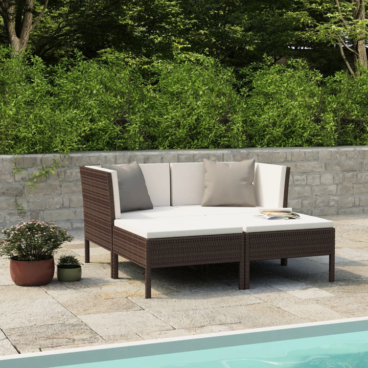 Set Mobilier De Grădină Cu Perne, 4 Piese, Poliratan,