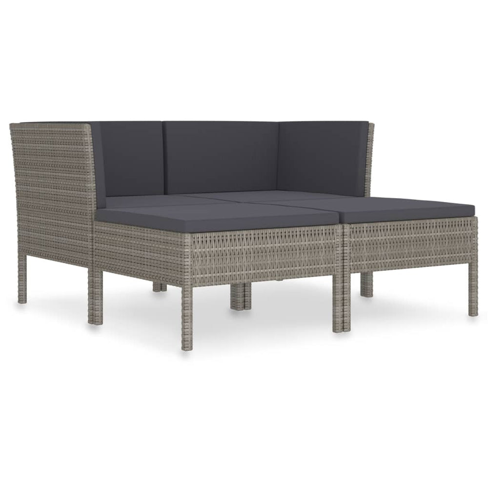 Set Mobilier De Grădină Cu Perne, 4 Piese, Poliratan,
