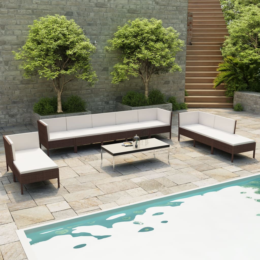 Set Mobilier De Grădină Cu Perne, 4 Piese, Poliratan,