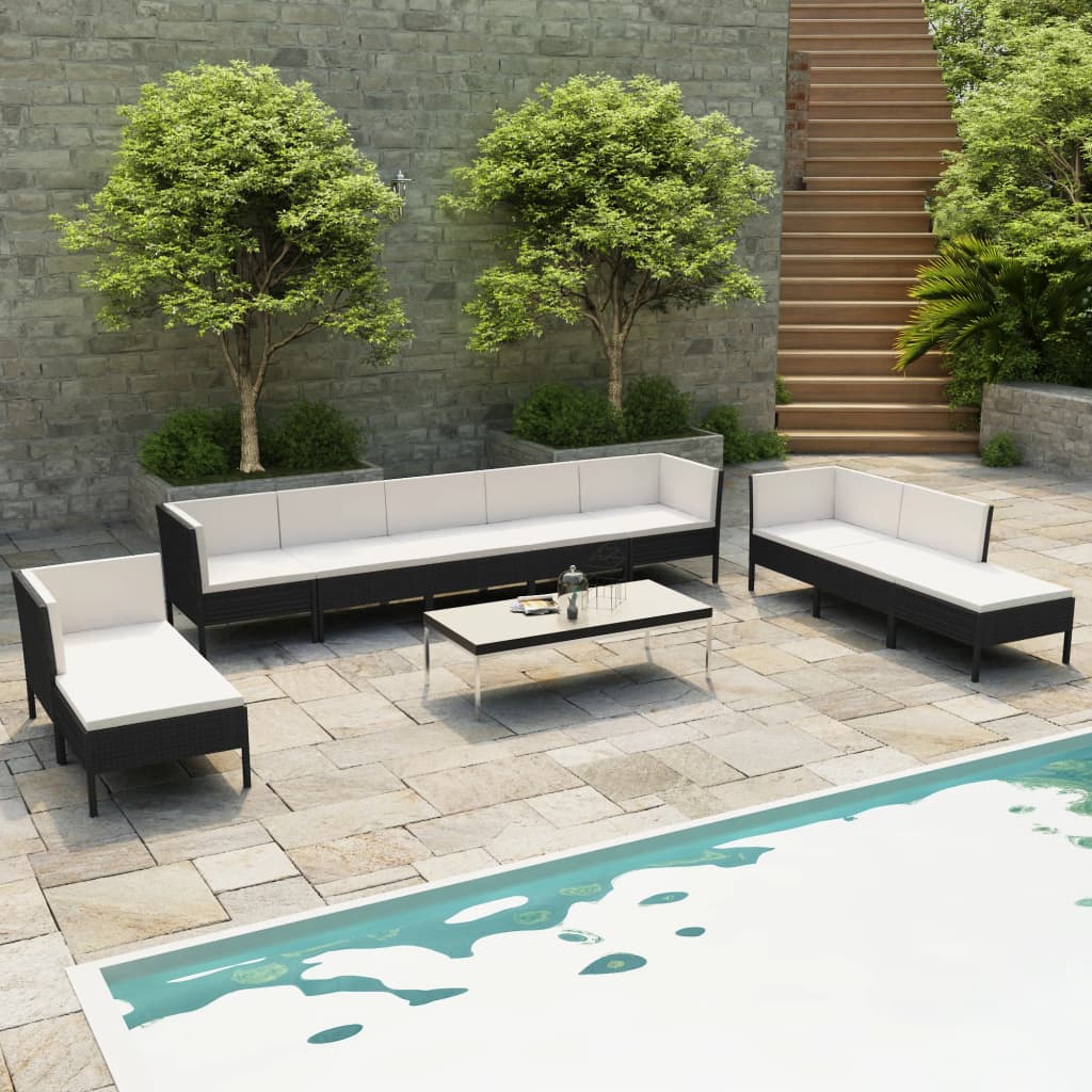 Set Mobilier De Grădină Cu Perne, 4 Piese, Poliratan,