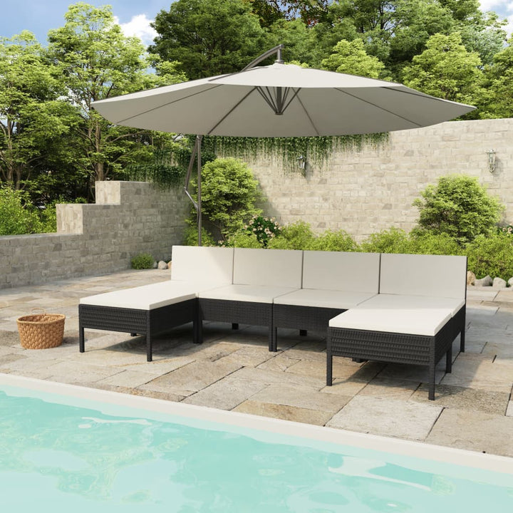 Set Mobilier De Grădină Cu Perne, 4 Piese, Poliratan,