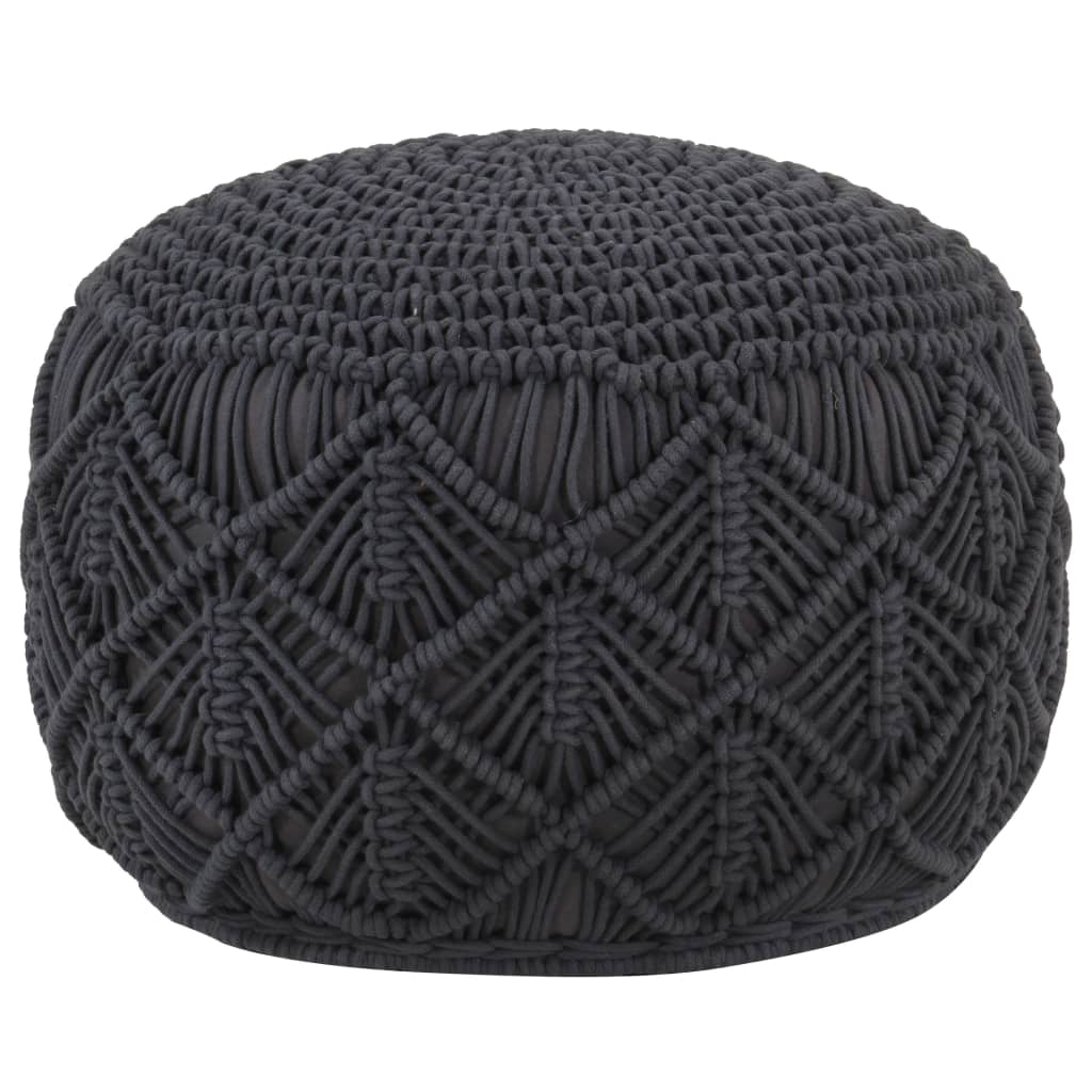 Taburet Puf Macrame Lucrat Manual, , 45X30 Cm, Bumbac