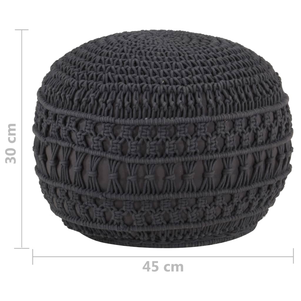 Taburet Puf Macrame Lucrat Manual, , 45X30 Cm, Bumbac
