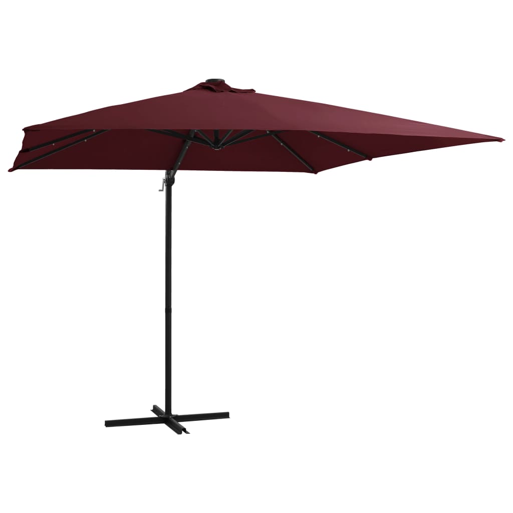 Umbrelă În Consolă Cu Led, Stâlp Din Oțel, Taupe,