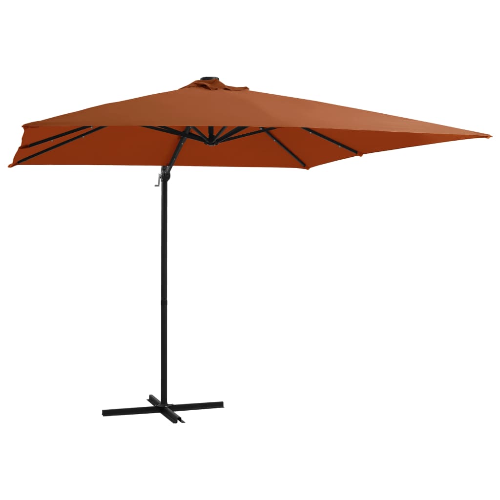 Umbrelă În Consolă Cu Led, Stâlp Din Oțel, Taupe,