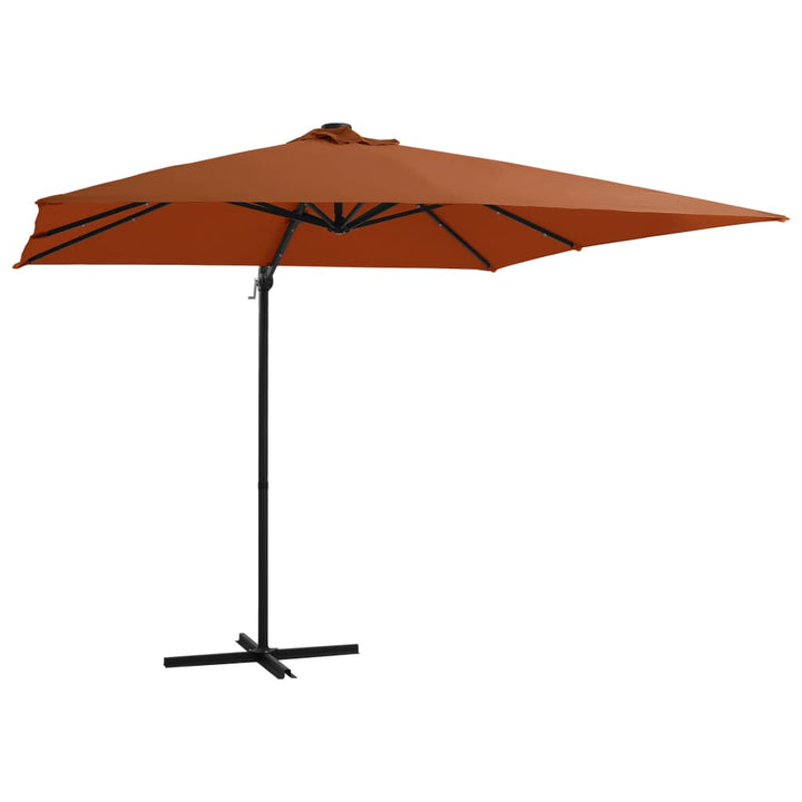 Umbrelă În Consolă Cu Led, Stâlp Din Oțel, Taupe,