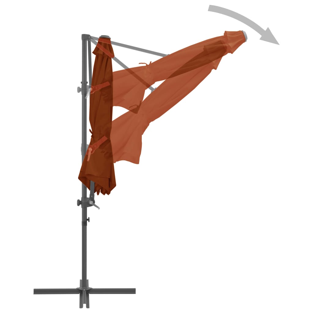 Umbrelă În Consolă Cu Stâlp Din Oțel, Cărămiziu, 300 Cm