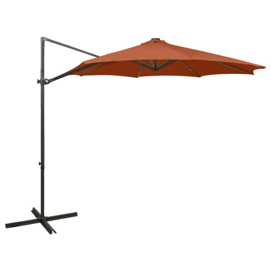 Umbrelă În Consolă Cu Stâlp Și Led-Uri, Cărămiziu, 300 Cm