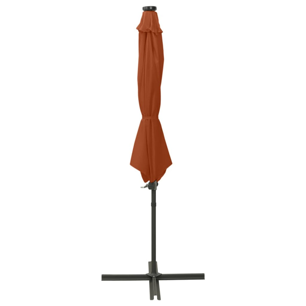 Umbrelă În Consolă Cu Stâlp Și Led-Uri, Cărămiziu, 300 Cm