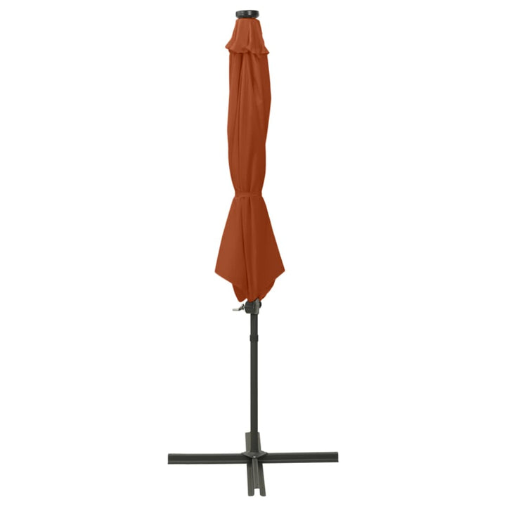 Umbrelă În Consolă Cu Stâlp Și Led-Uri, Cărămiziu, 300 Cm