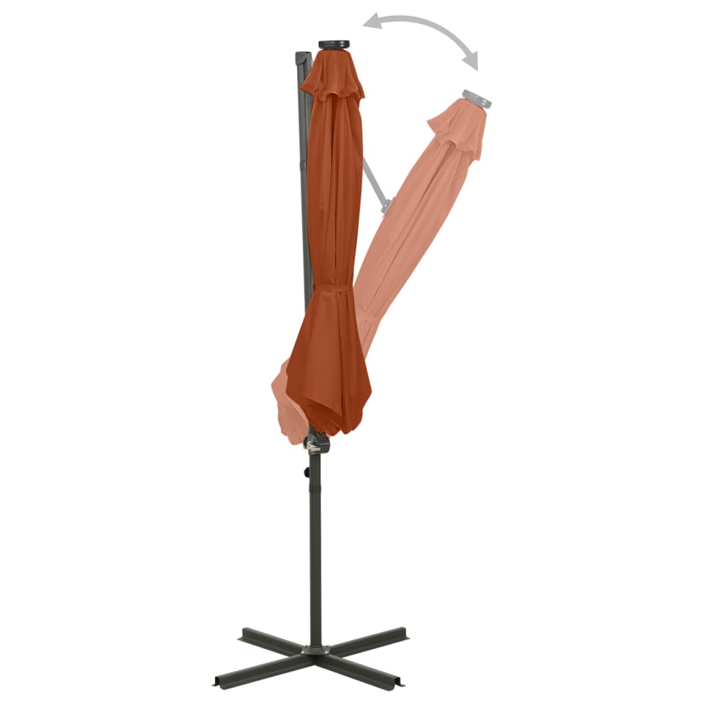 Umbrelă În Consolă Cu Stâlp Și Led-Uri, Cărămiziu, 300 Cm