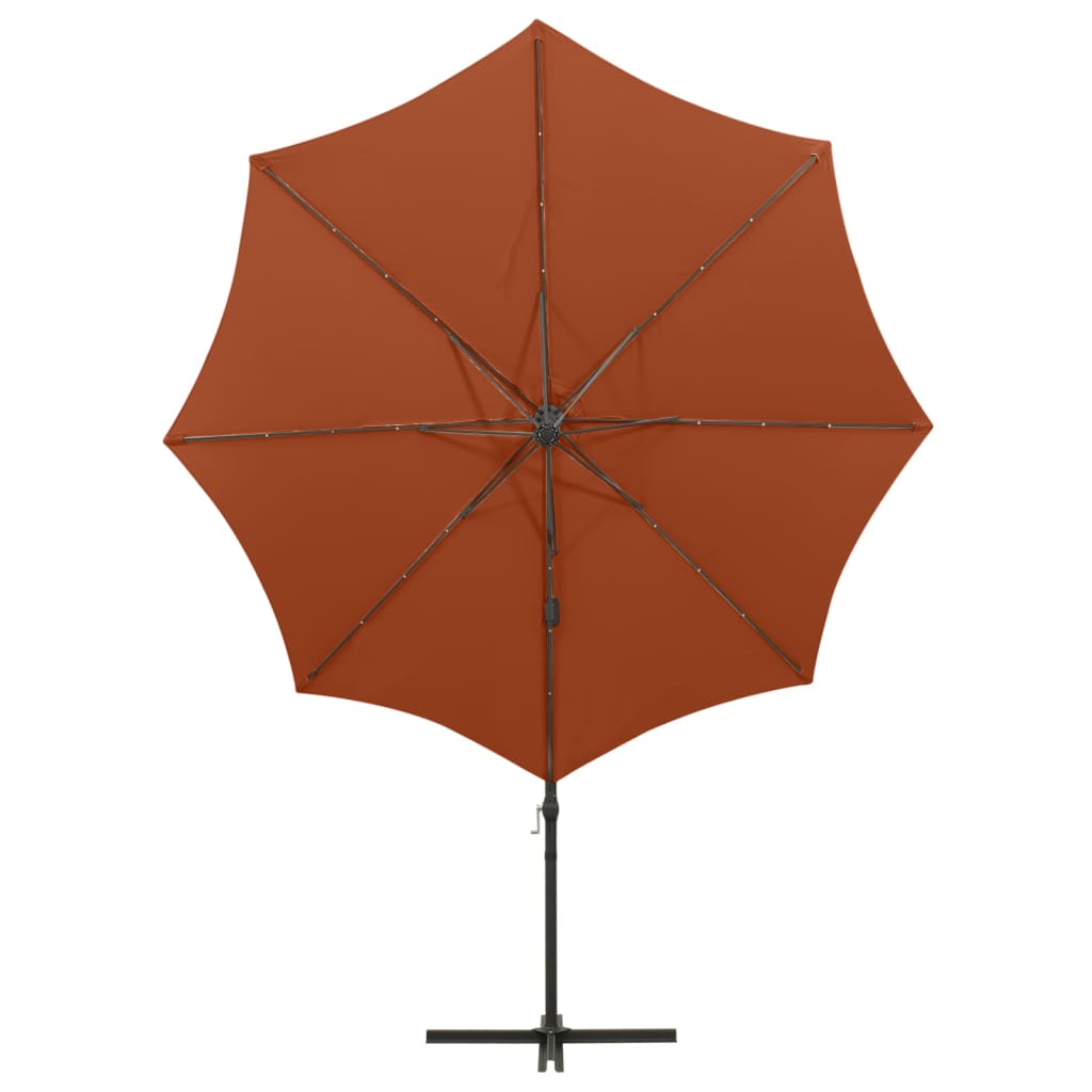 Umbrelă În Consolă Cu Stâlp Și Led-Uri, Cărămiziu, 300 Cm
