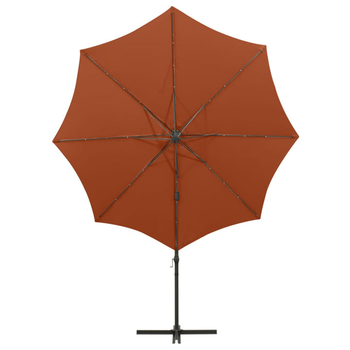 Umbrelă În Consolă Cu Stâlp Și Led-Uri, Cărămiziu, 300 Cm