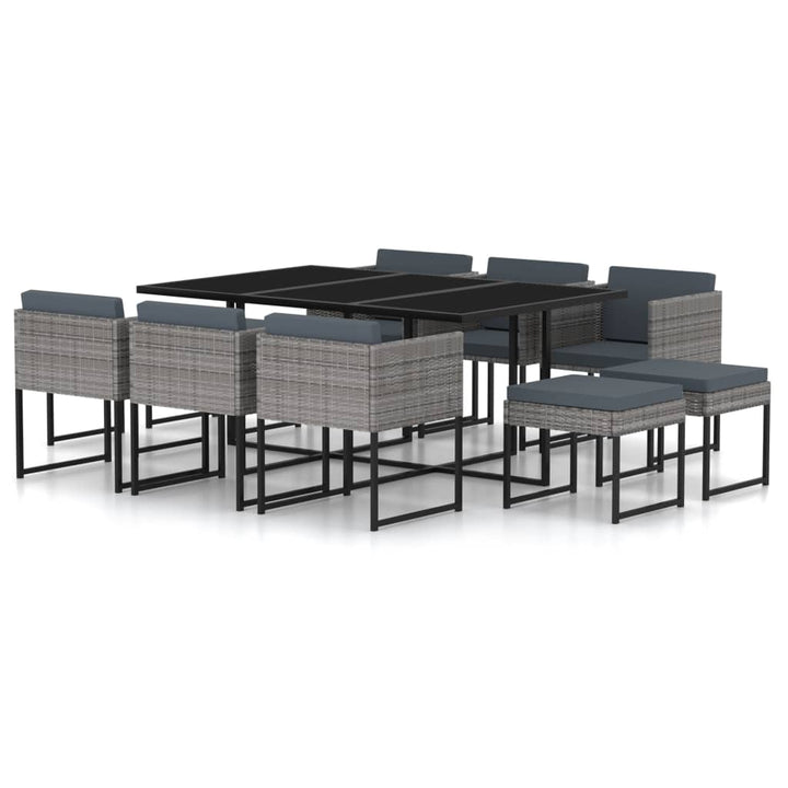 Set Mobilier De Exterior Cu Perne, 9 Piese, , Poliratan