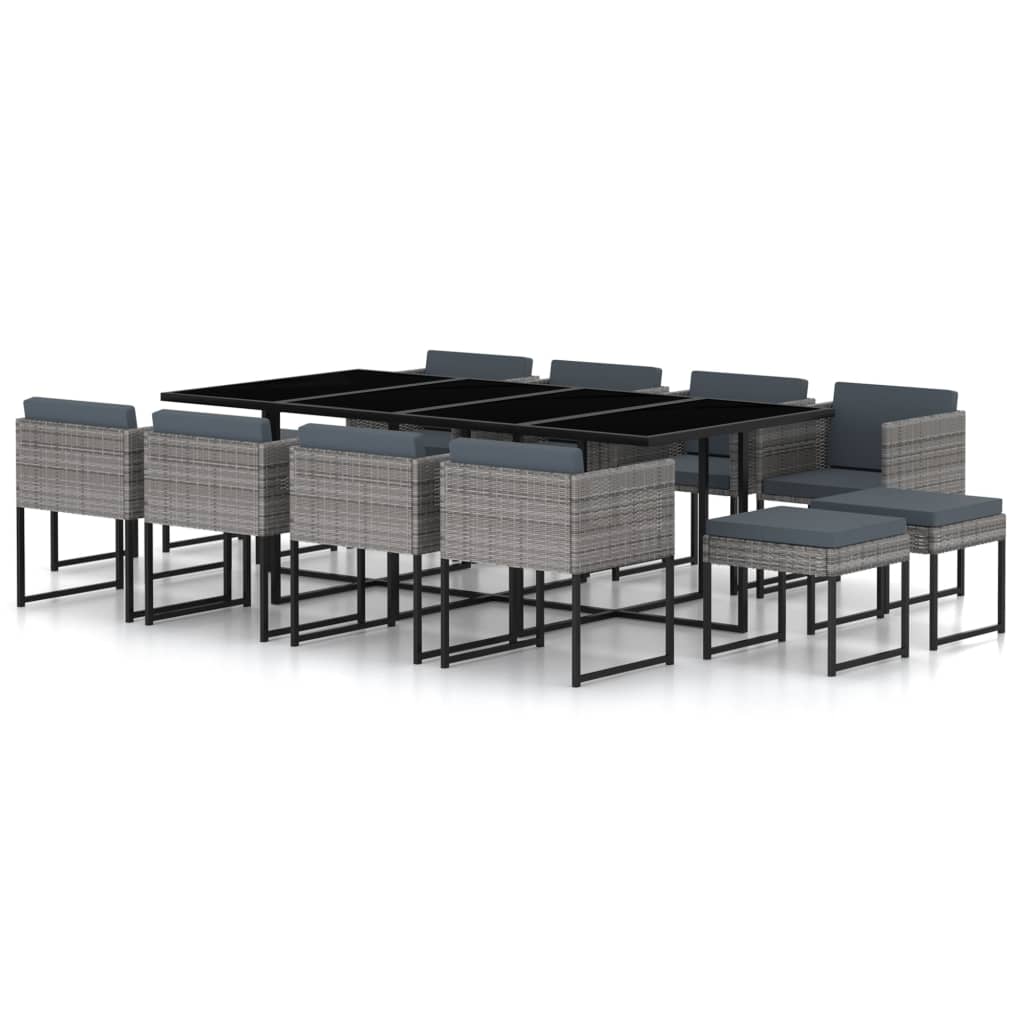 Set Mobilier De Exterior Cu Perne, 9 Piese, , Poliratan