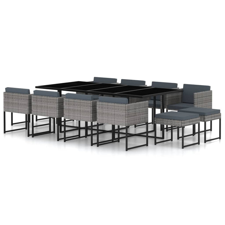 Set Mobilier De Exterior Cu Perne, 9 Piese, , Poliratan