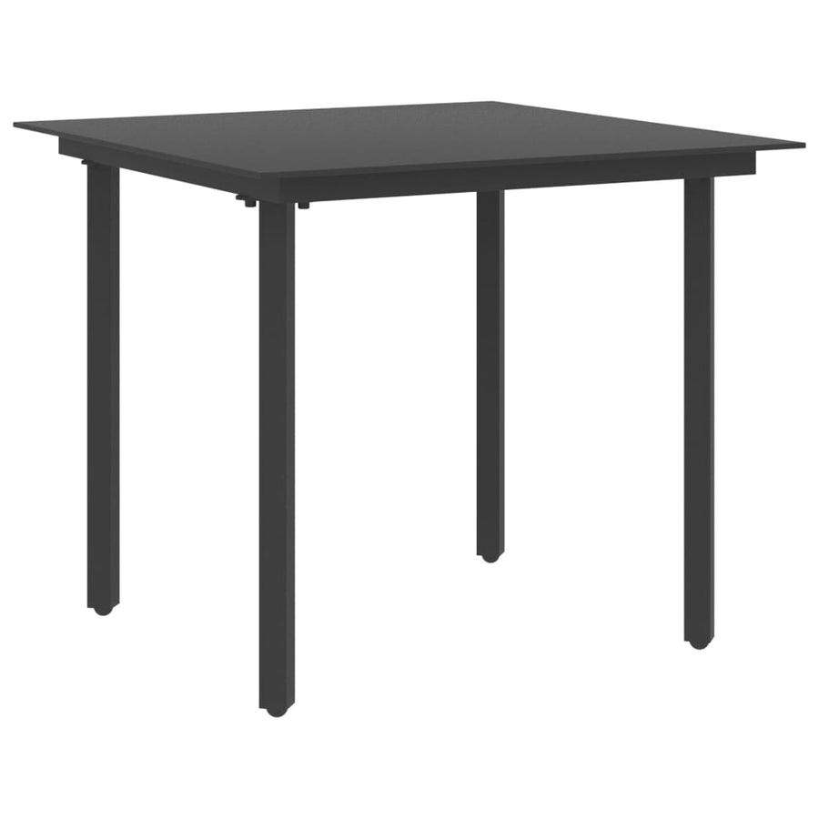 Masă De Grădină, Negru, , Oțel Și Sticlă