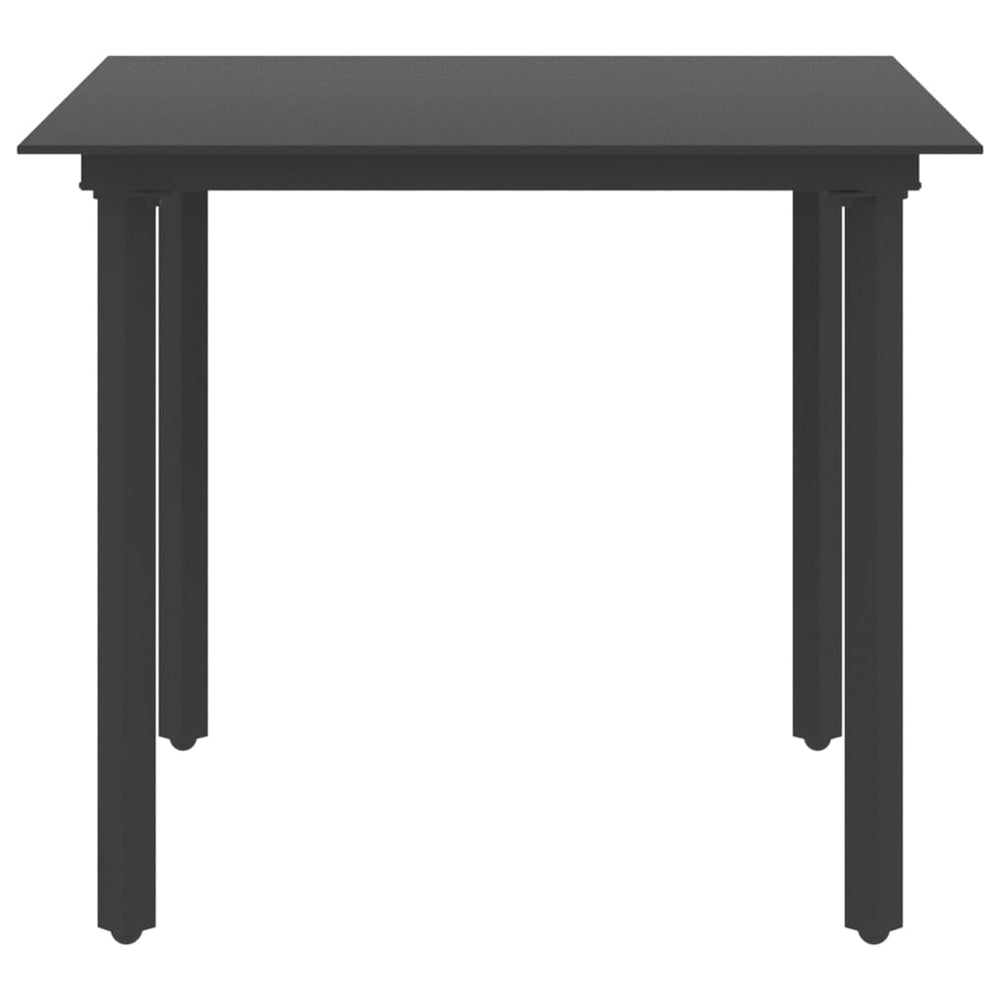 Masă De Grădină, Negru, , Oțel Și Sticlă