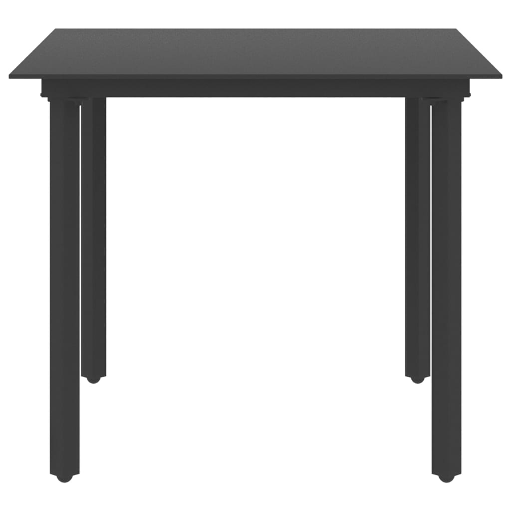 Masă De Grădină, Negru, , Oțel Și Sticlă