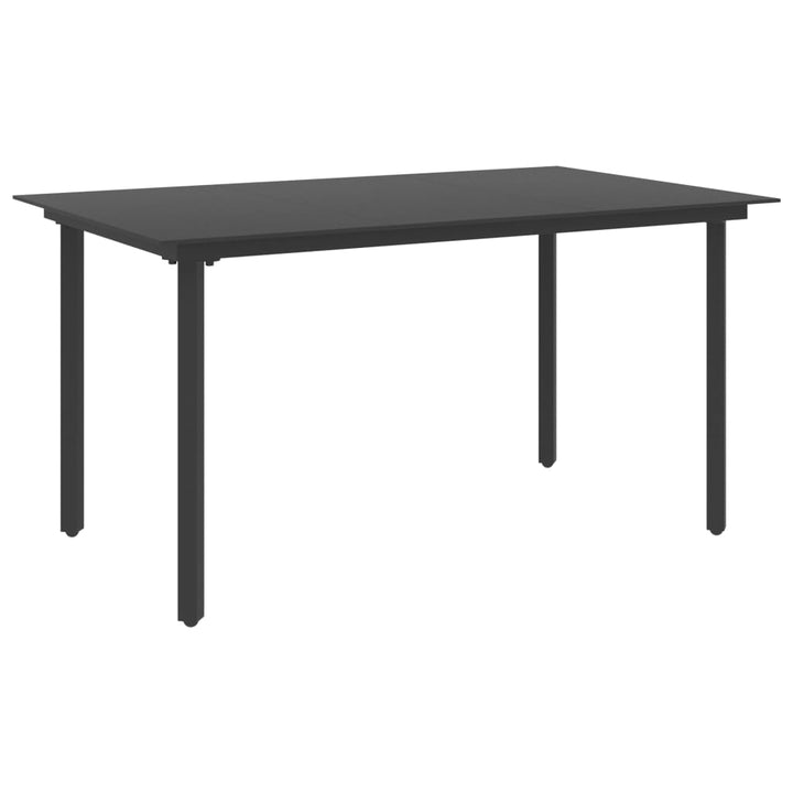 Masă De Grădină, Negru, , Oțel Și Sticlă