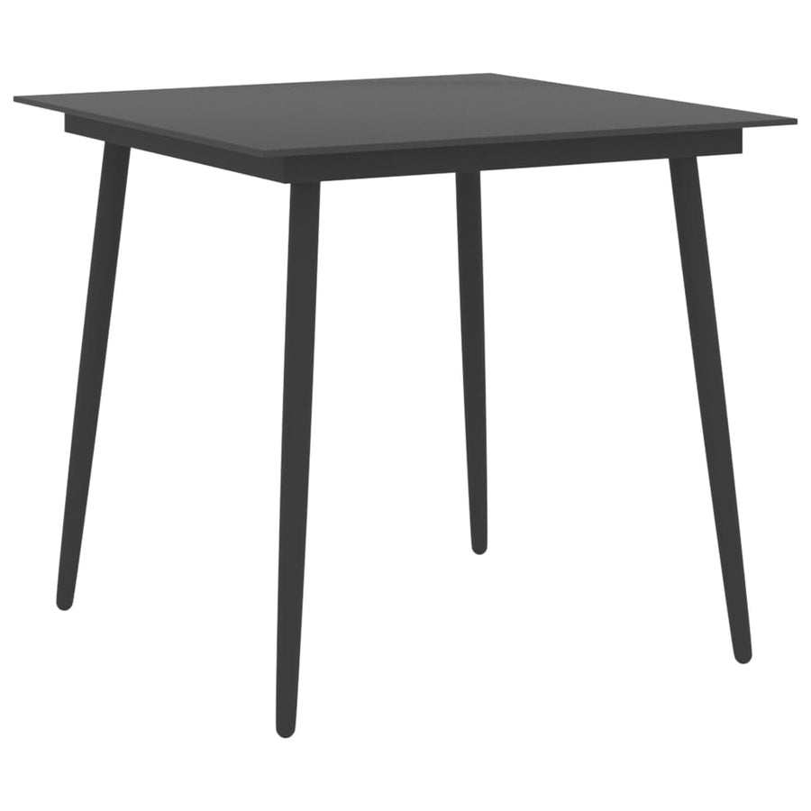 Masă De Grădină, Negru, , Oțel Și Sticlă