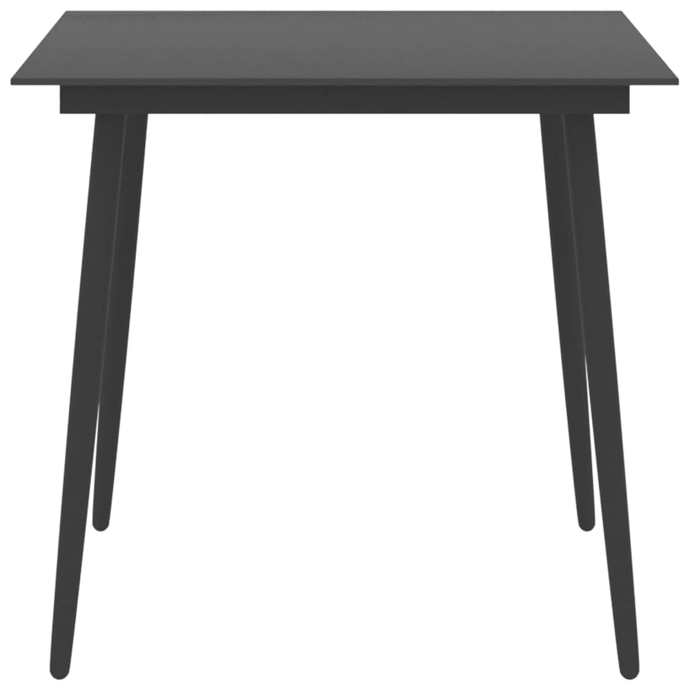Masă De Grădină, Negru, , Oțel Și Sticlă
