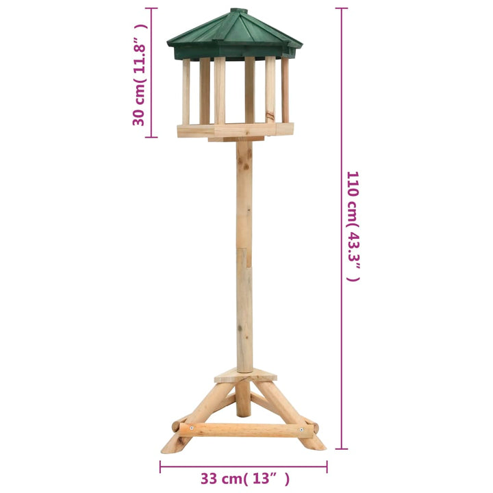 Hrănitor Pentru Păsări Vertical, 33X110 Cm, Lemn Masiv De Brad