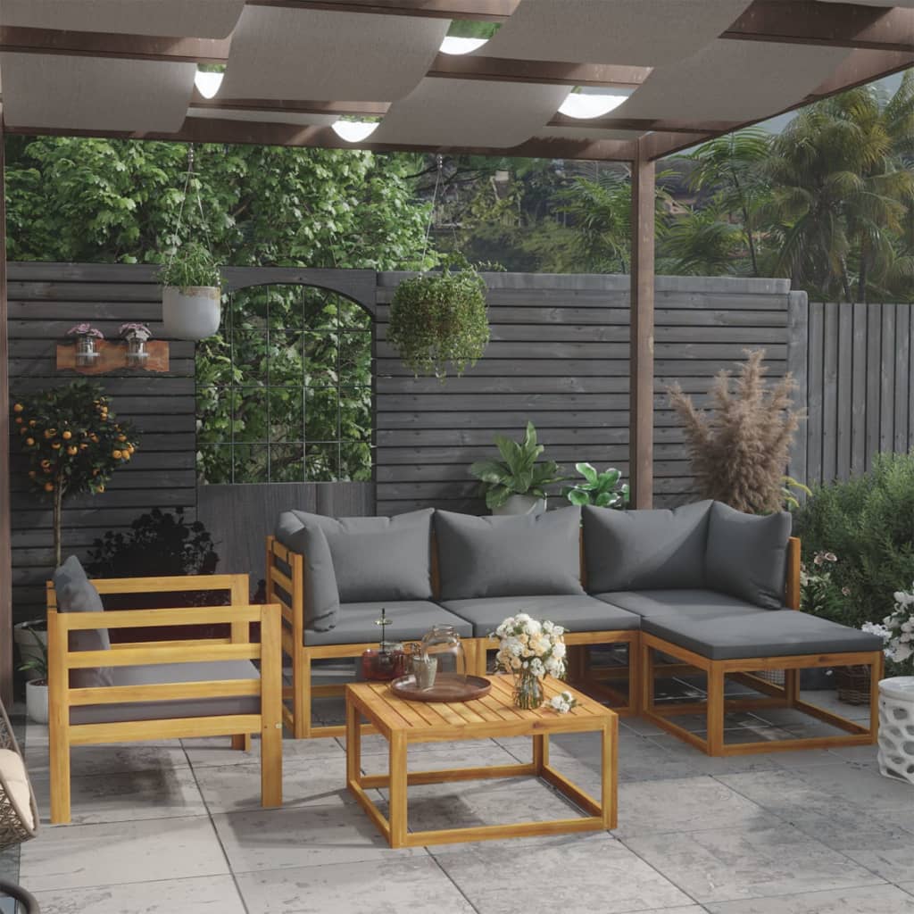 Set Mobilier Grădină Cu Perne, 6 Piese, Lemn Masiv Acacia