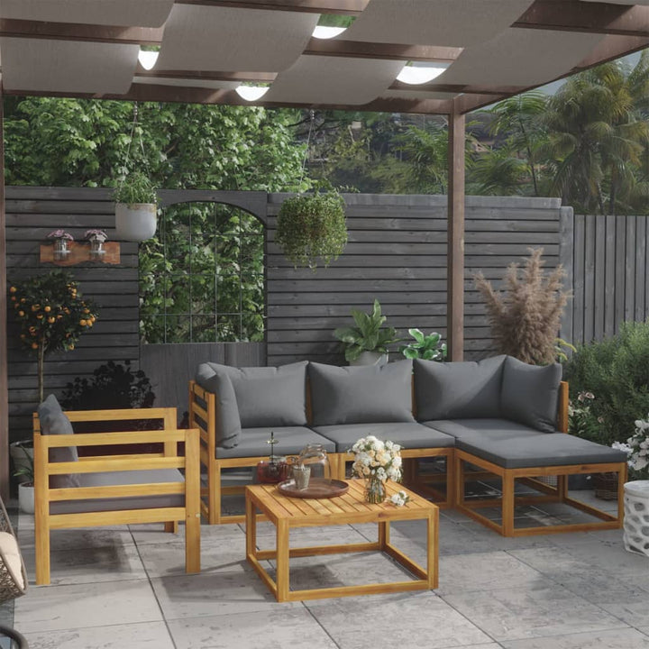 Set Mobilier Grădină Cu Perne, 6 Piese, Lemn Masiv Acacia