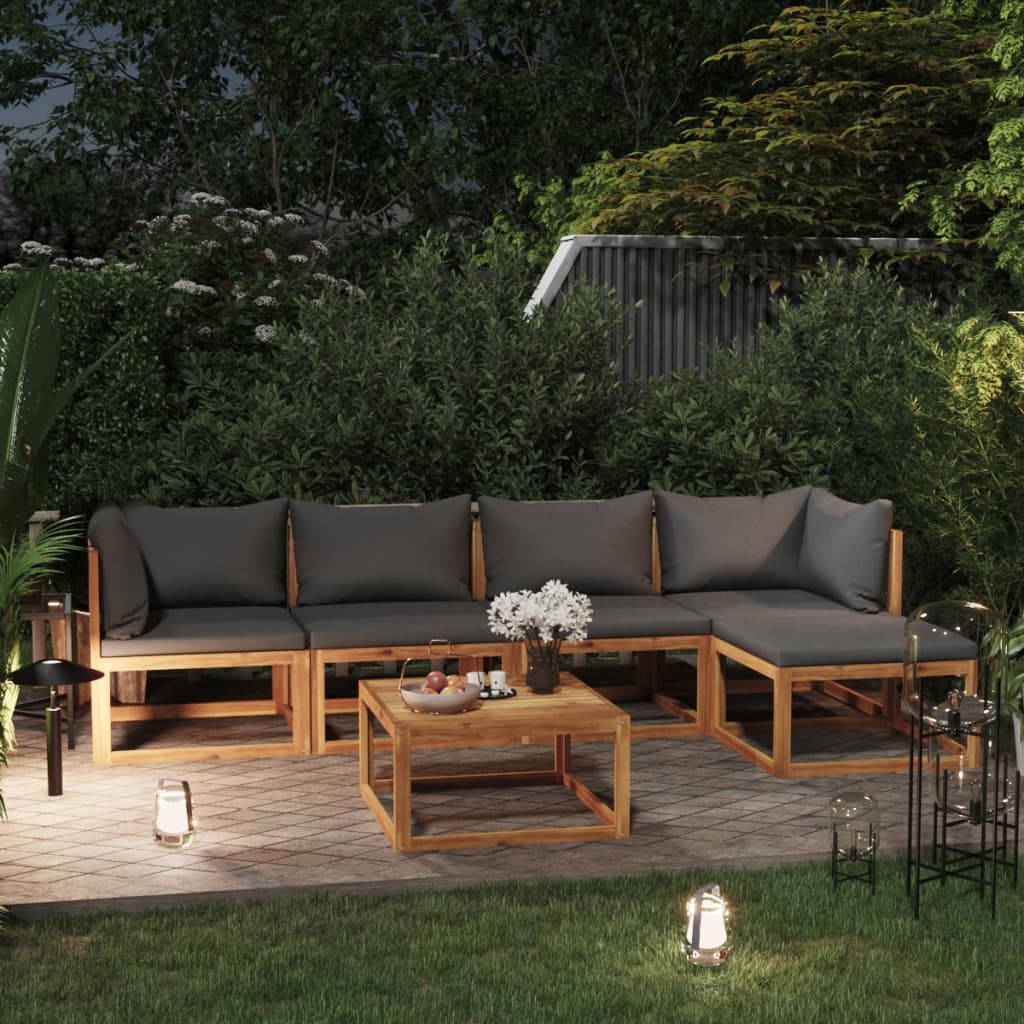 Set Mobilier Grădină Cu Perne, 6 Piese, Lemn Masiv Acacia