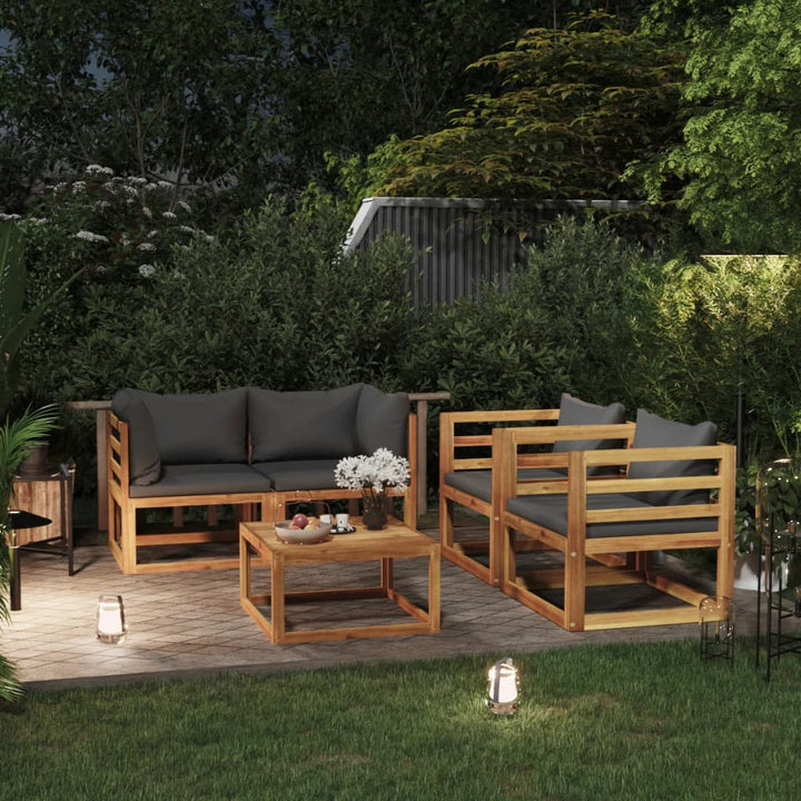 Set Mobilier Grădină Cu Perne, 6 Piese, Lemn Masiv Acacia