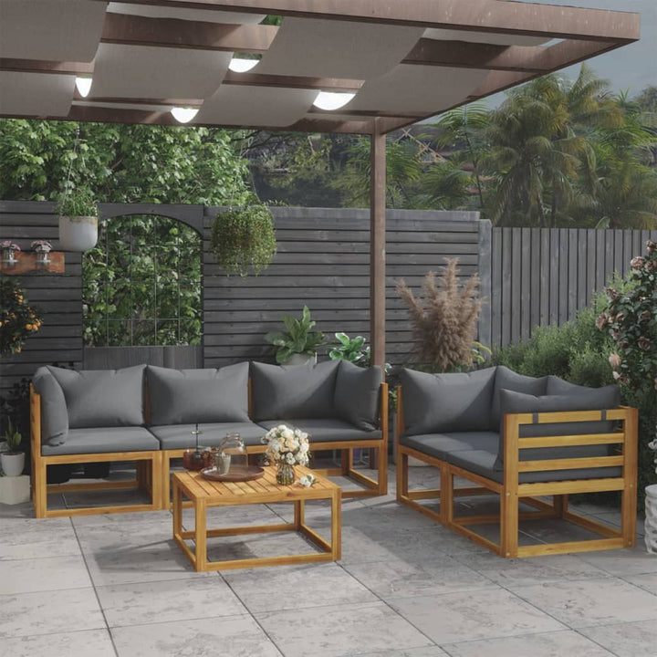 Set Mobilier Grădină Cu Perne, 6 Piese, Lemn Masiv Acacia