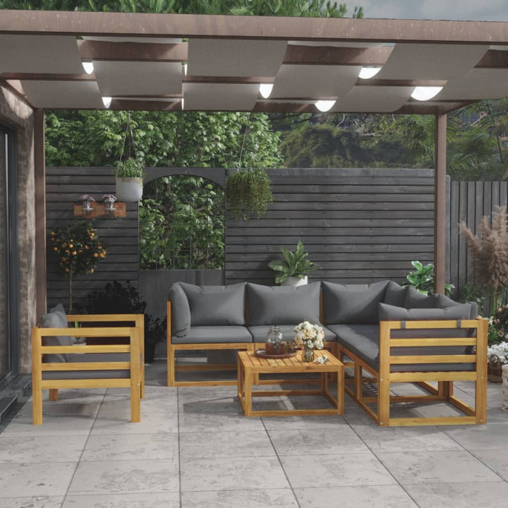 Set Mobilier Grădină Cu Perne, 6 Piese, Lemn Masiv Acacia
