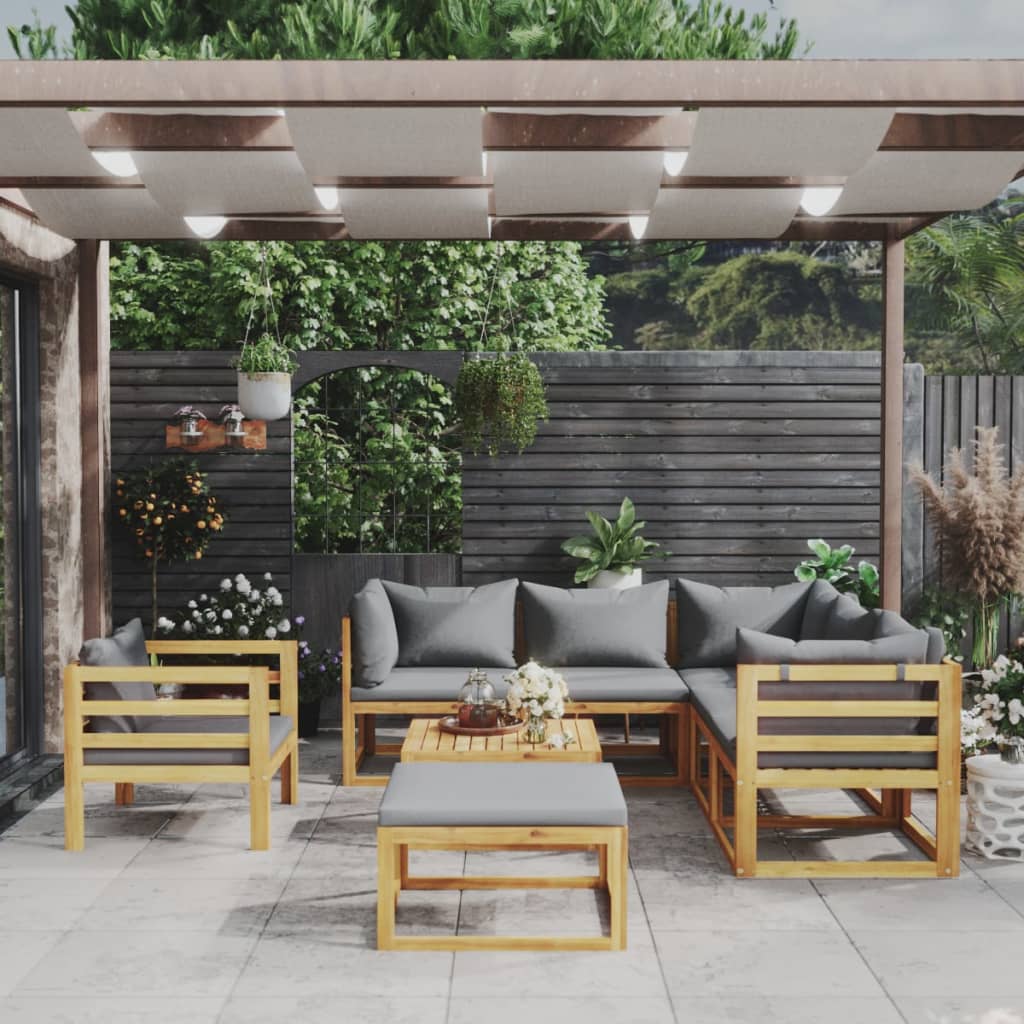 Set Mobilier Grădină Cu Perne, 6 Piese, Lemn Masiv Acacia