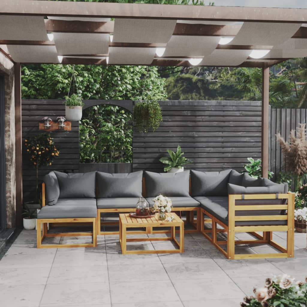 Set Mobilier Grădină Cu Perne, 6 Piese, Lemn Masiv Acacia