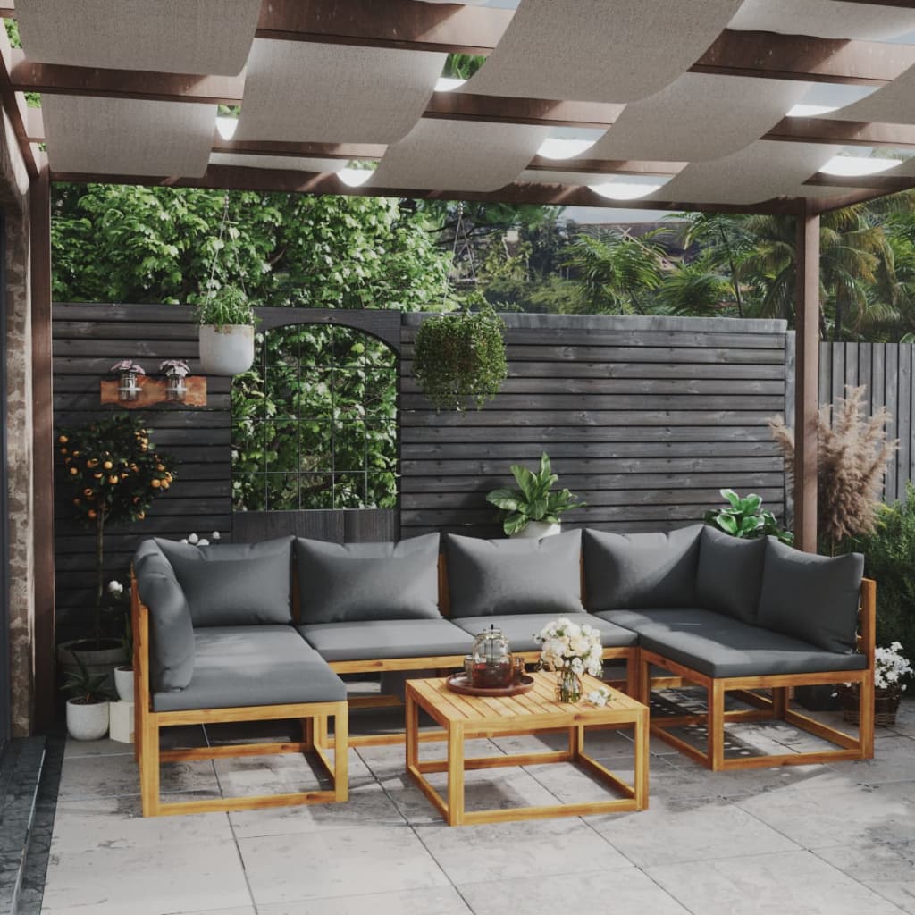 Set Mobilier Grădină Cu Perne, 6 Piese, Lemn Masiv Acacia