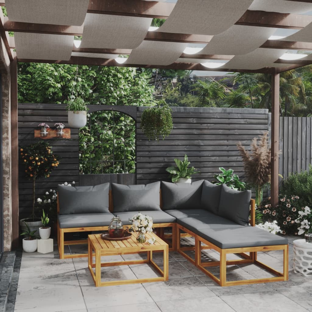 Set Mobilier Grădină Cu Perne, 6 Piese, Lemn Masiv Acacia
