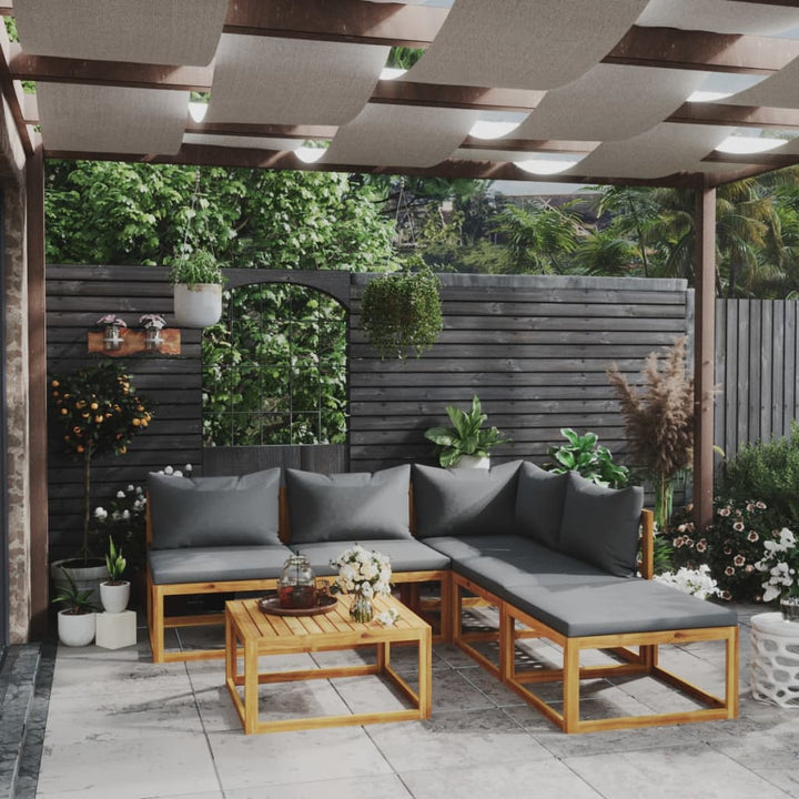 Set Mobilier Grădină Cu Perne, 6 Piese, Lemn Masiv Acacia
