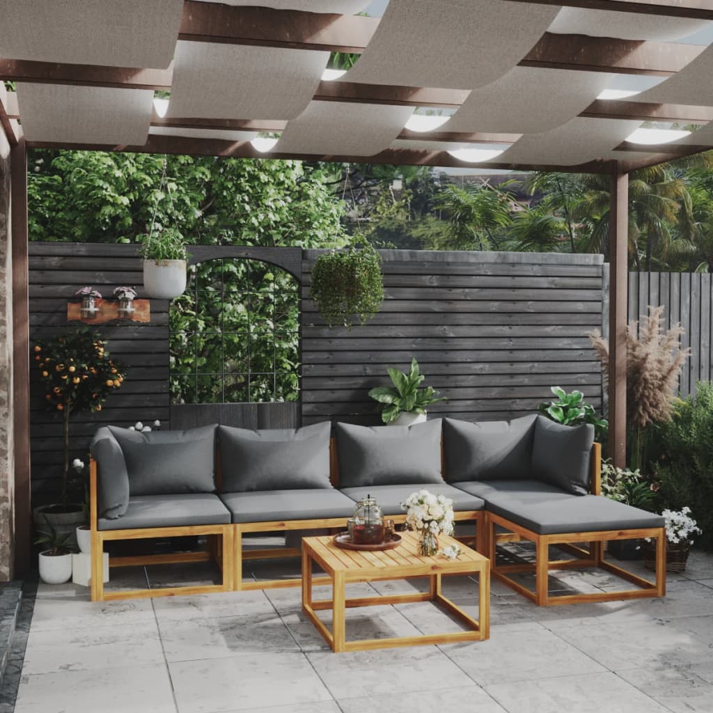 Set Mobilier Grădină Cu Perne, 6 Piese, Lemn Masiv Acacia