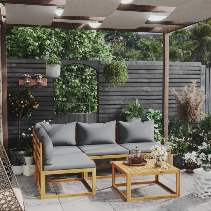 Set Mobilier Grădină Cu Perne, 6 Piese, Lemn Masiv Acacia