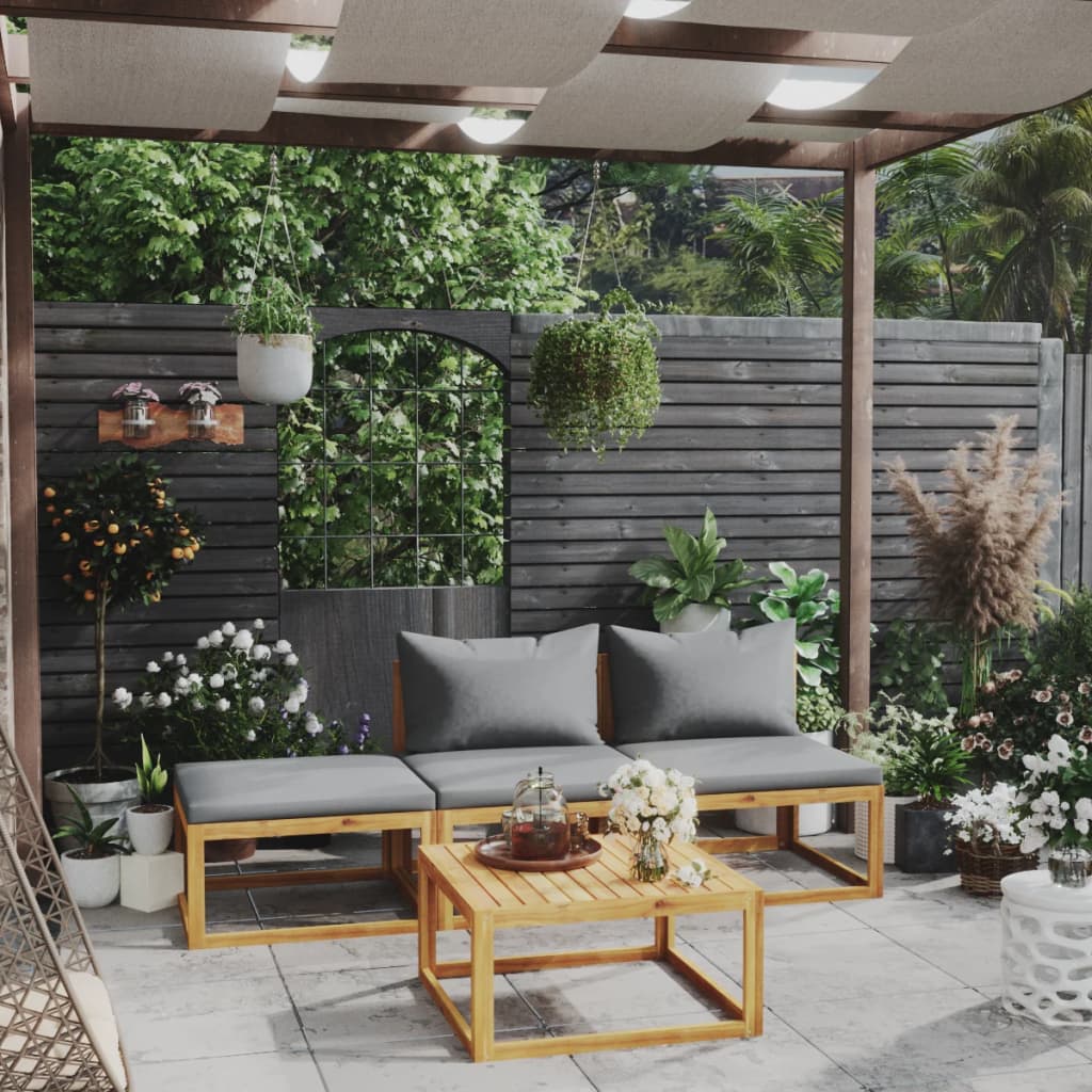 Set Mobilier Grădină Cu Perne, 6 Piese, Lemn Masiv Acacia
