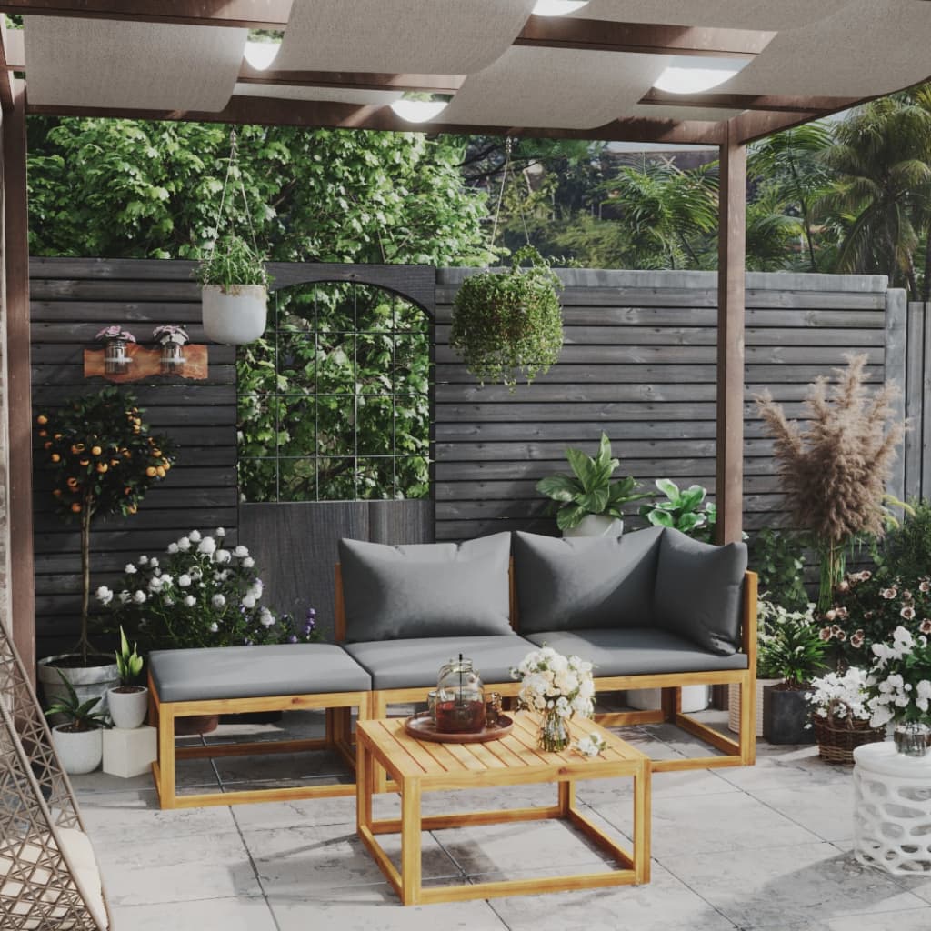 Set Mobilier Grădină Cu Perne, 6 Piese, Lemn Masiv Acacia
