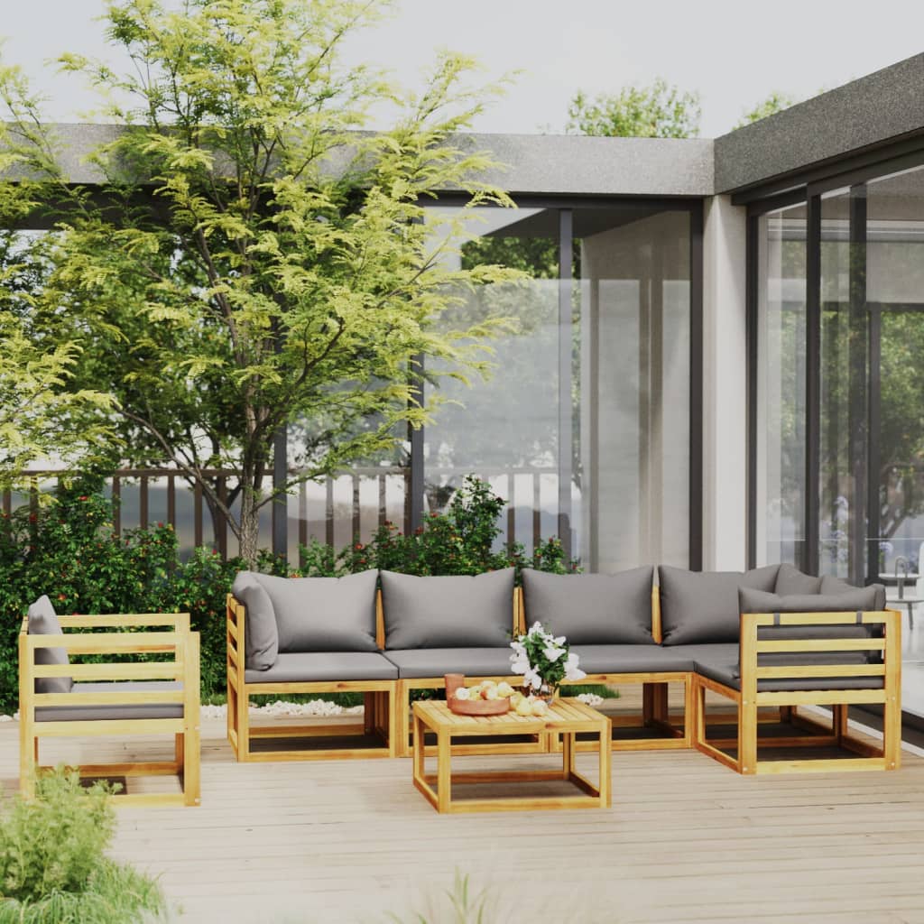 Set Mobilier Grădină Cu Perne, 6 Piese, Lemn Masiv Acacia