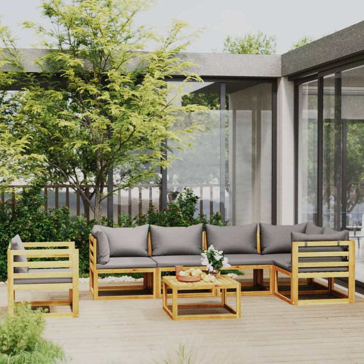 Set Mobilier Grădină Cu Perne, 6 Piese, Lemn Masiv Acacia