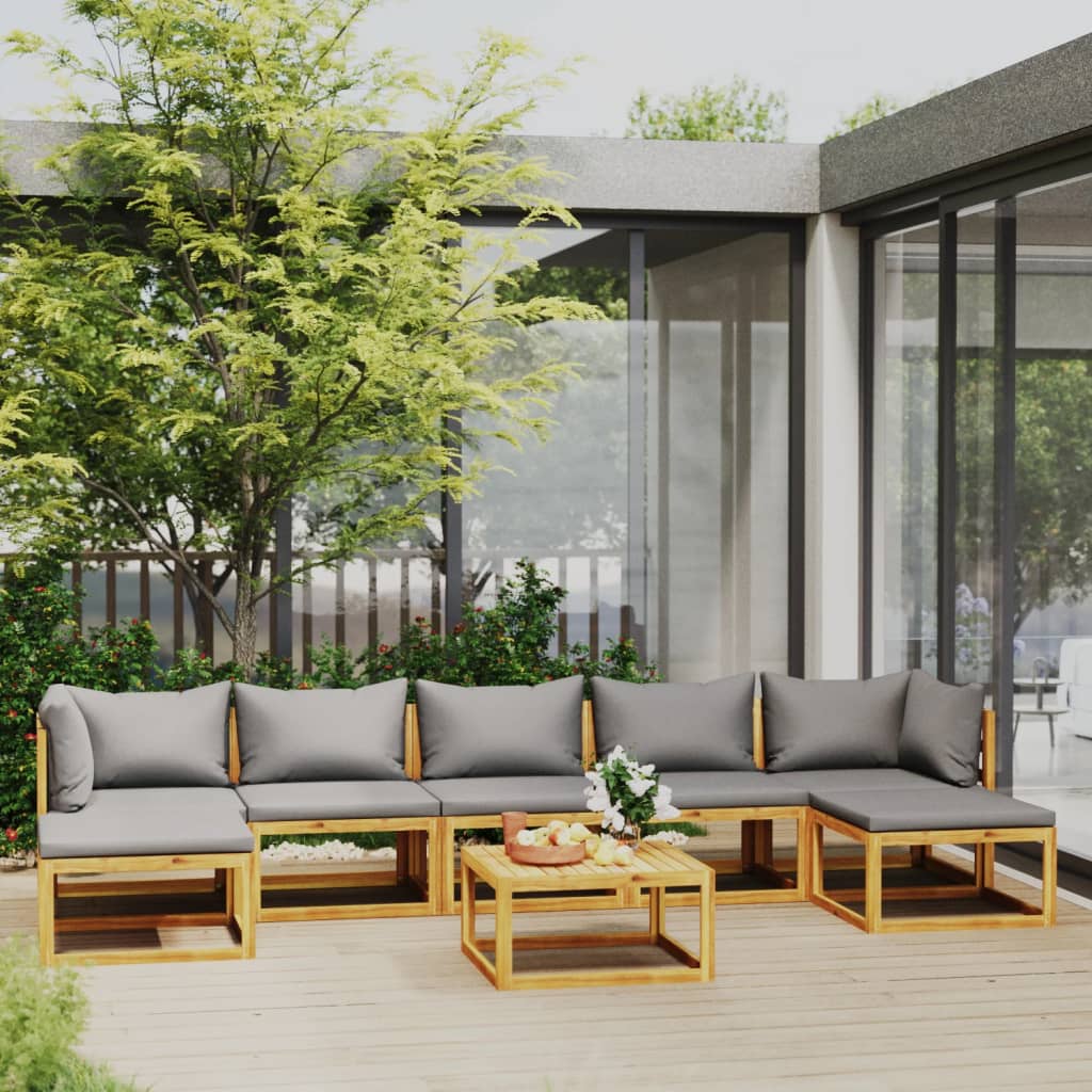 Set Mobilier Grădină Cu Perne, 6 Piese, Lemn Masiv Acacia
