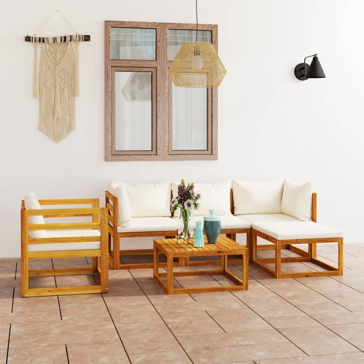 Set Mobilier Grădină Cu Perne, 6 Piese, Lemn Masiv Acacia