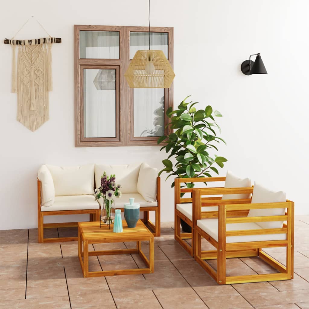 Set Mobilier Grădină Cu Perne, 6 Piese, Lemn Masiv Acacia