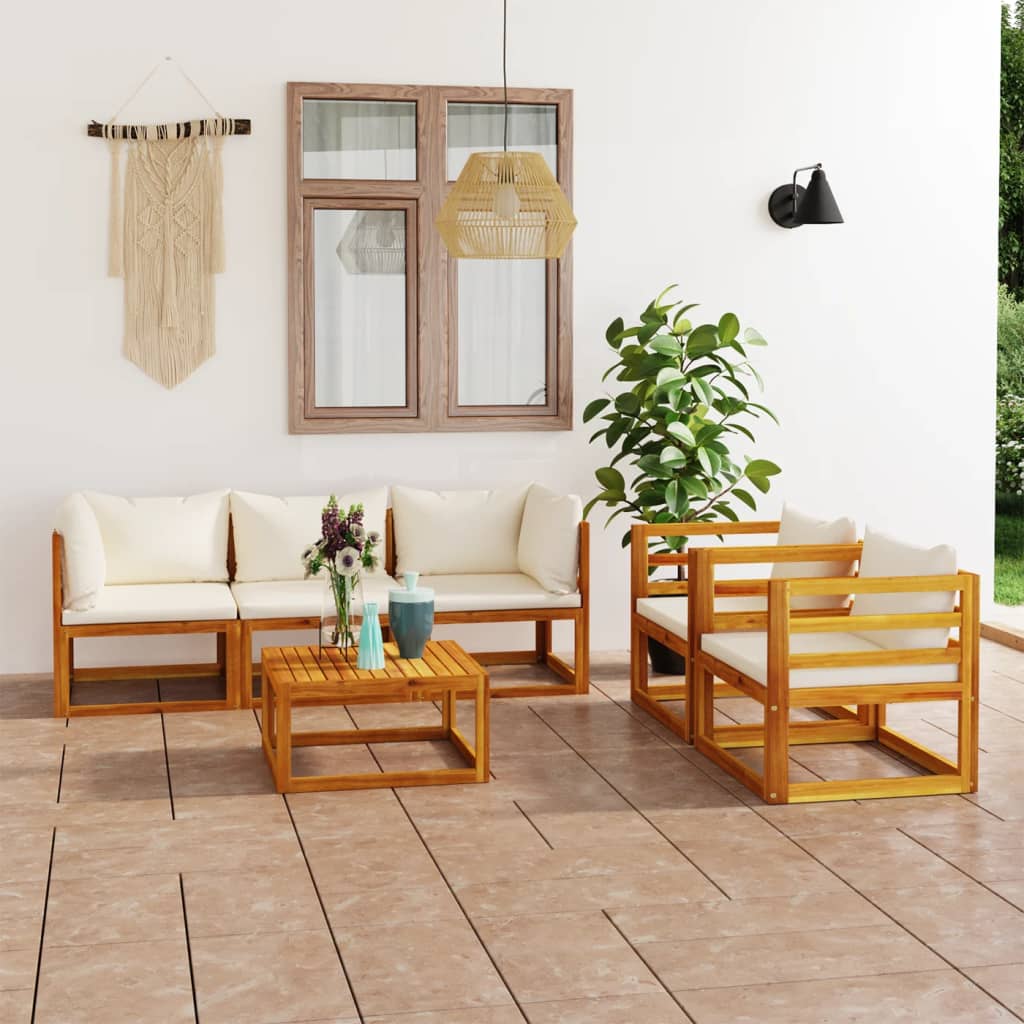Set Mobilier Grădină Cu Perne, 6 Piese, Lemn Masiv Acacia