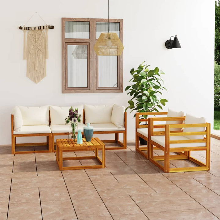 Set Mobilier Grădină Cu Perne, 6 Piese, Lemn Masiv Acacia