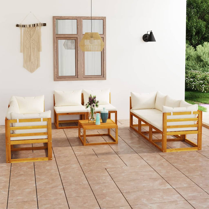 Set Mobilier Grădină Cu Perne, 6 Piese, Lemn Masiv Acacia